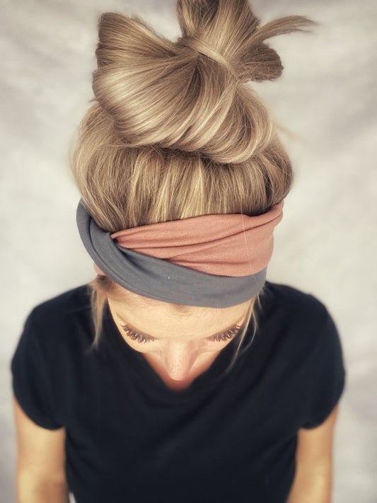 Knotenhaarband Nouélina altrosa und grau